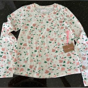 Size 12 Girls white & pink flora long sleeve shirt!